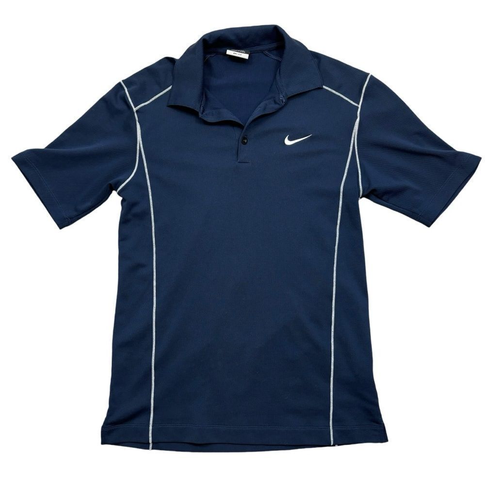 Men’s Nike Golf Dri-Fit Navy Blue Polo Shirt Short Sleeves Size Medium